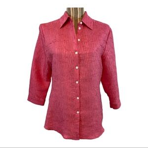Vintage long sleeve pink button down blouse petite 6P